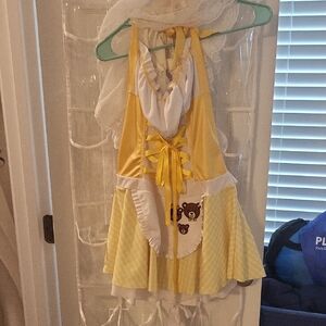 Leg Avenue Yellow and White Apron Dress
